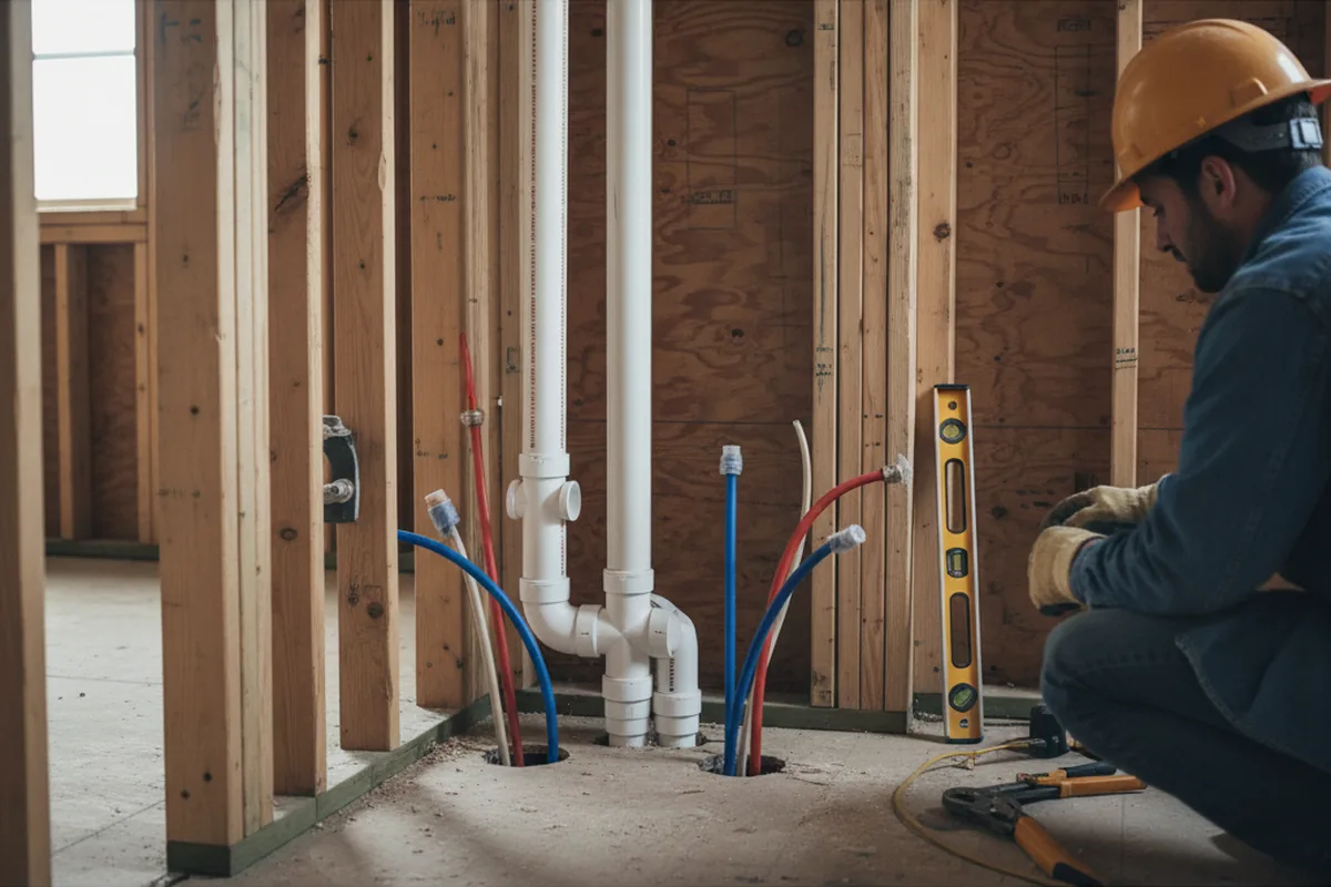 Drain and supply rough-in during Garbage Disposal Repair in Great Bend