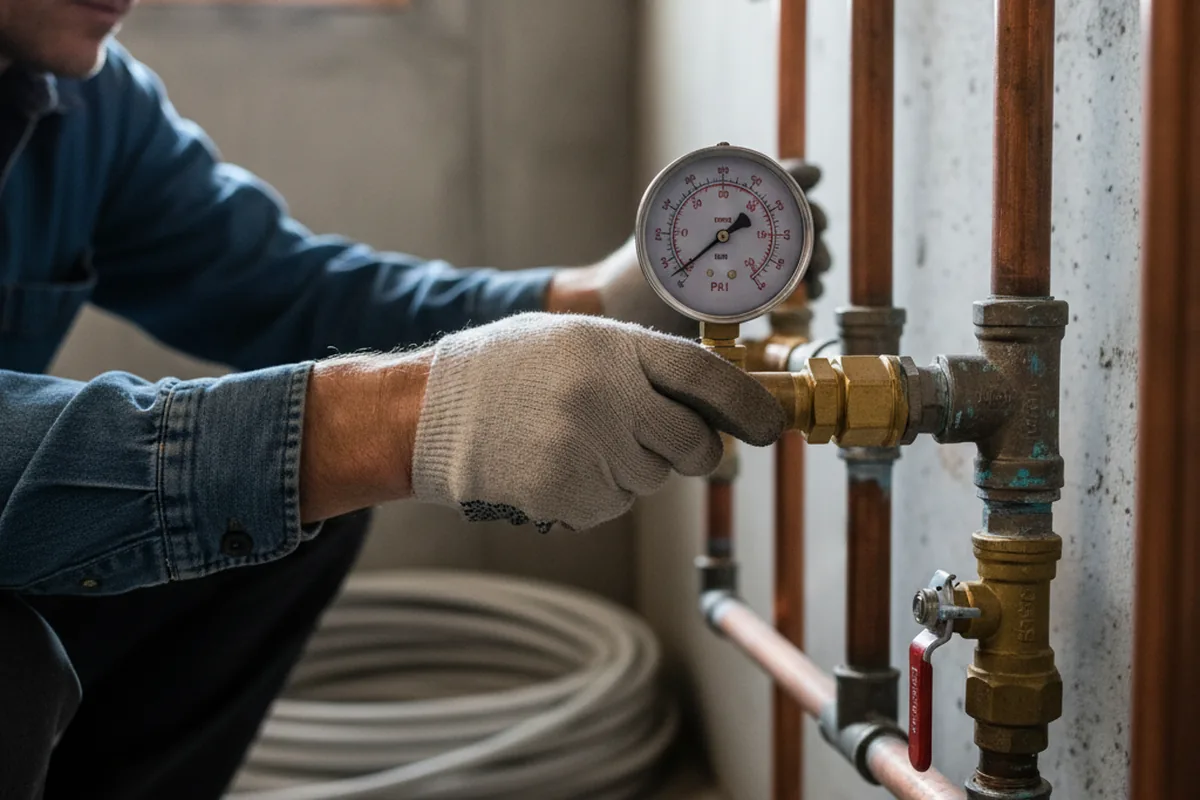 Pressure testing a repaired line during Water Line Repair in Great Bend